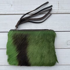 Tas Kim Springbokhuid licht groen 16x12cm