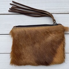 Tas Kim Springbokhuid oker 16x12cm
