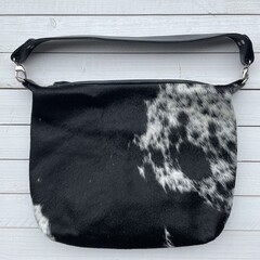 Tas XL koeienhuid (Nguni) zwart wit 35x28cm