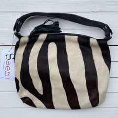 Tas XL koeienhuid (Nguni) zebraprint 35x28cm