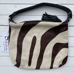 Tas XL koeienhuid (Nguni) zebraprint 35x28cm