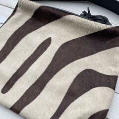 Tas XL koeienhuid (Nguni) zebraprint 35x28cm