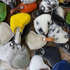 Sleutelhangers van Koeienhuid & Springbok 7.5x5.5cm