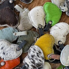 Sleutelhangers van Koeienhuid & Springbok 7.5x5.5cm