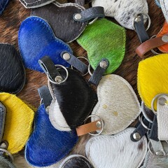 Sleutelhangers van Koeienhuid & Springbok 7.5x5.5cm