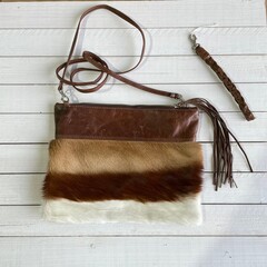 Tas Gemma 29x23cm springbok natural springbok leather top