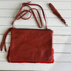 Tas Gemma 29x23cm springbok rood springbok leather top