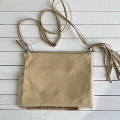 Tas Gemma 29x23cm springbok natural springbok leather top beige