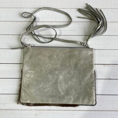 Tas Gemma 29x23cm springbok grijs springbok leather top bruin