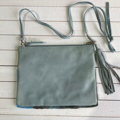 Tas Gemma 29x23cm springbok blauw springbok leather top