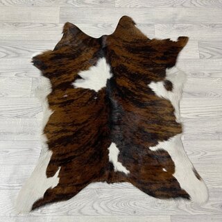 Kalfshuid tricolor bruin zwart wit 90x75cm