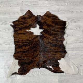 Kalfshuid tricolor bruin zwart wit 90x85cm