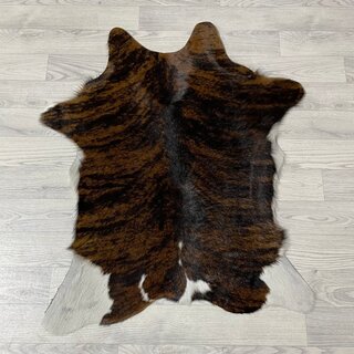 Kalfshuid tricolor bruin zwart wit 95x75cm