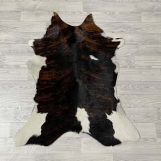 Kalfshuid tricolor bruin zwart wit 100x85cm