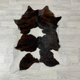 Kalfshuid tricolor bruin zwart wit 95x80cm
