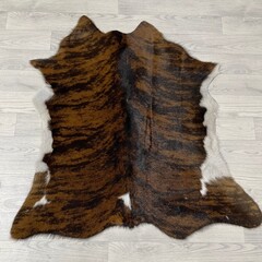 Kalfshuid tricolor bruin zwart wit 95x95cm