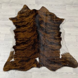 Kalfshuid tricolor bruin zwart wit 95x95cm