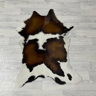 Kalfshuid tricolor bruin zwart wit 90x70cm