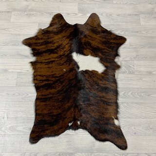 Kalfshuid tricolor bruin zwart wit 95x75cm