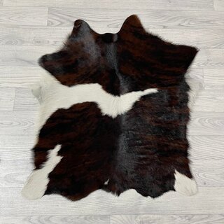 Kalfshuid tricolor bruin zwart wit 80x65cm