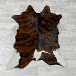 Kalfshuid tricolor bruin zwart wit 90x75cm