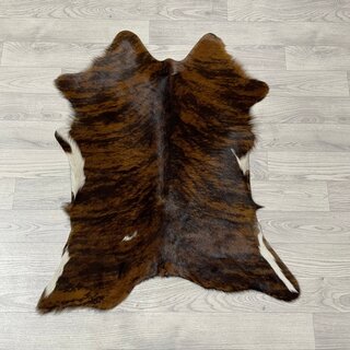 Kalfshuid tricolor bruin zwart wit 90x75cm