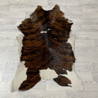 Kalfshuid tricolor bruin zwart wit 110x80cm