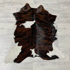 Kalfshuid tricolor bruin zwart wit 100x85cm