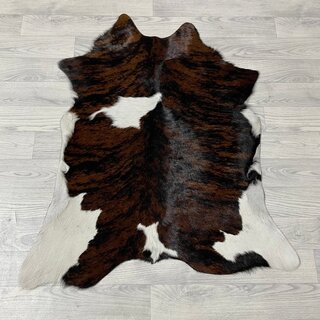 Kalfshuid tricolor bruin zwart wit 100x85cm