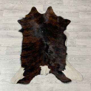 Kalfshuid tricolor bruin zwart wit 95x75cm