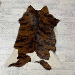 Kalfshuid tricolor bruin zwart wit 95x80cm