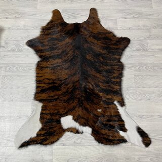 Kalfshuid tricolor bruin zwart wit 110x90cm