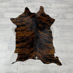 Kalfshuid tricolor bruin zwart wit 90x70cm