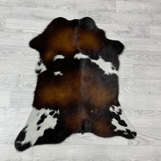 Kalfshuid tricolor bruin zwart wit 85x70cm