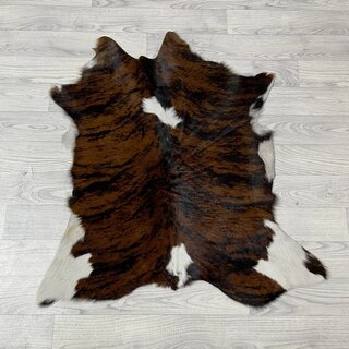 Kalfshuid tricolor bruin zwart wit 105x90cm
