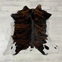 Kalfshuid tricolor bruin zwart wit 85x85cm