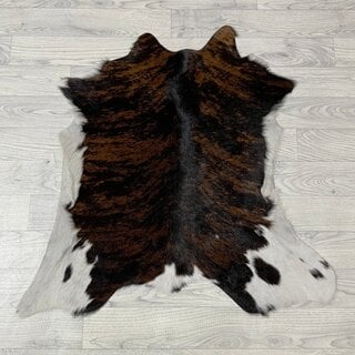 Kalfshuid tricolor bruin zwart wit 85x85cm