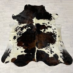 Koeienhuid tricolor bruin zwart wit Normandiër 240x215cm XL
