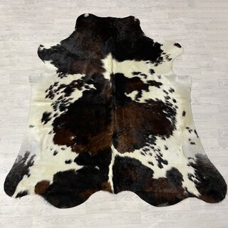 Koeienhuid tricolor bruin zwart wit Normandiër 240x215cm XL