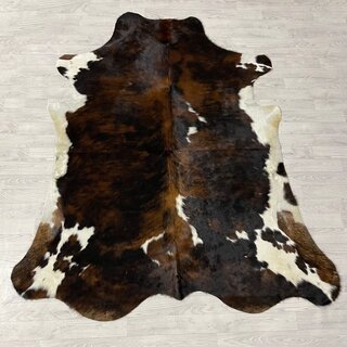 Koeienhuid tricolor bruin zwart wit Normandiër 235x200cm M/L