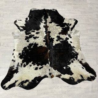 Koeienhuid tricolor bruin zwart wit Normandiër 225x205cm M/L