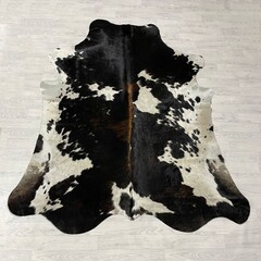 Koeienhuid tricolor bruin zwart wit Normandiër 225x200cm M/L