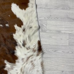 Koeienhuid tricolor bruin zwart wit Normandiër 220x220cm XL