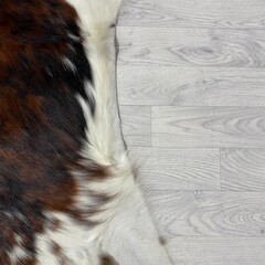 Koeienhuid tricolor bruin zwart wit Normandiër 210x190cm M/L