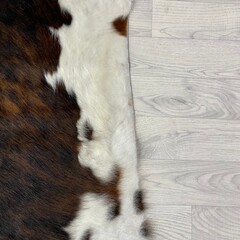 Koeienhuid tricolor bruin zwart wit Normandiër 225x205cm M/L