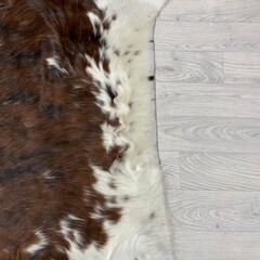 Koeienhuid tricolor bruin zwart wit Normandiër 225x210cm M/L