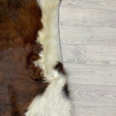 Koeienhuid tricolor bruin zwart wit Normandiër 225x205cm M/L