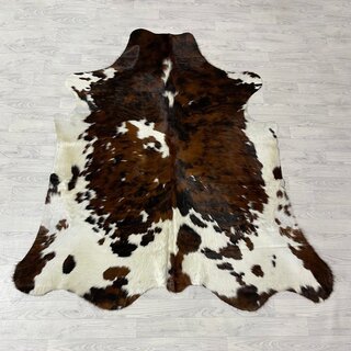 Koeienhuid tricolor bruin zwart wit Normandiër 215x190cm M/L