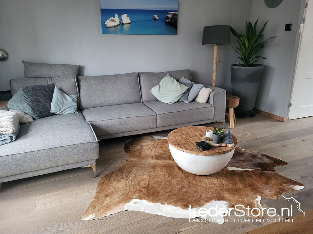 Das Kuhfell, braun-weiß, im Wohnzimmer von Jantine 2