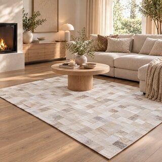 Koeienhuid patchwork vloerkleed wit 180x120cm